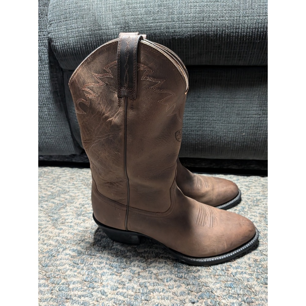 Ariat Heritage R Toe Western Boots Mens 9.5 D Distressed Brown Leather 10002194